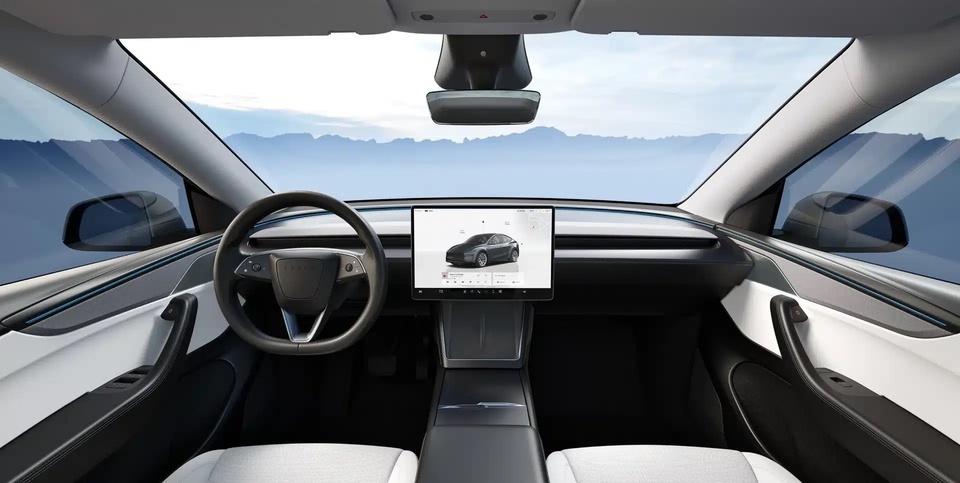 Tesla Model Y interior with dashboard and central display
