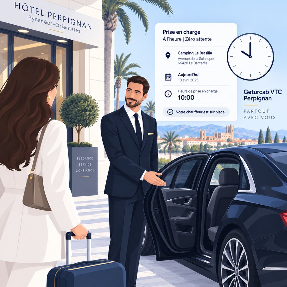Chauffeur VTC Perpignan arrivant à l'heure à l'adresse indiquée par le client