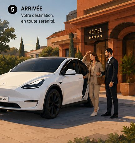 Chauffeur déposant sa cliente directement devant un hôtel de destination